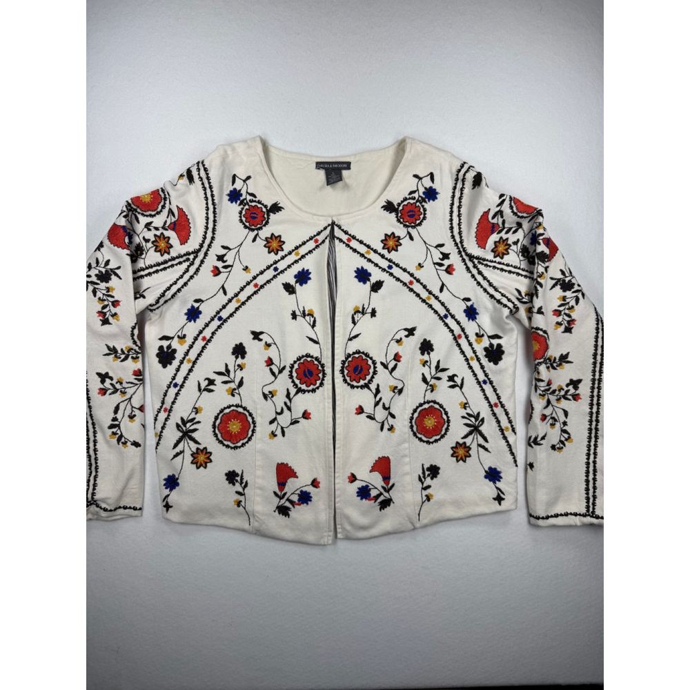 Chelsea & Theodore Women’s Large Embroidered Floral Cotton Jacket